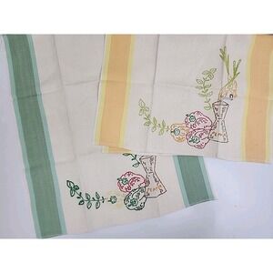 Set Vintage Hand Stiched Kitchen Towels 24x16‎